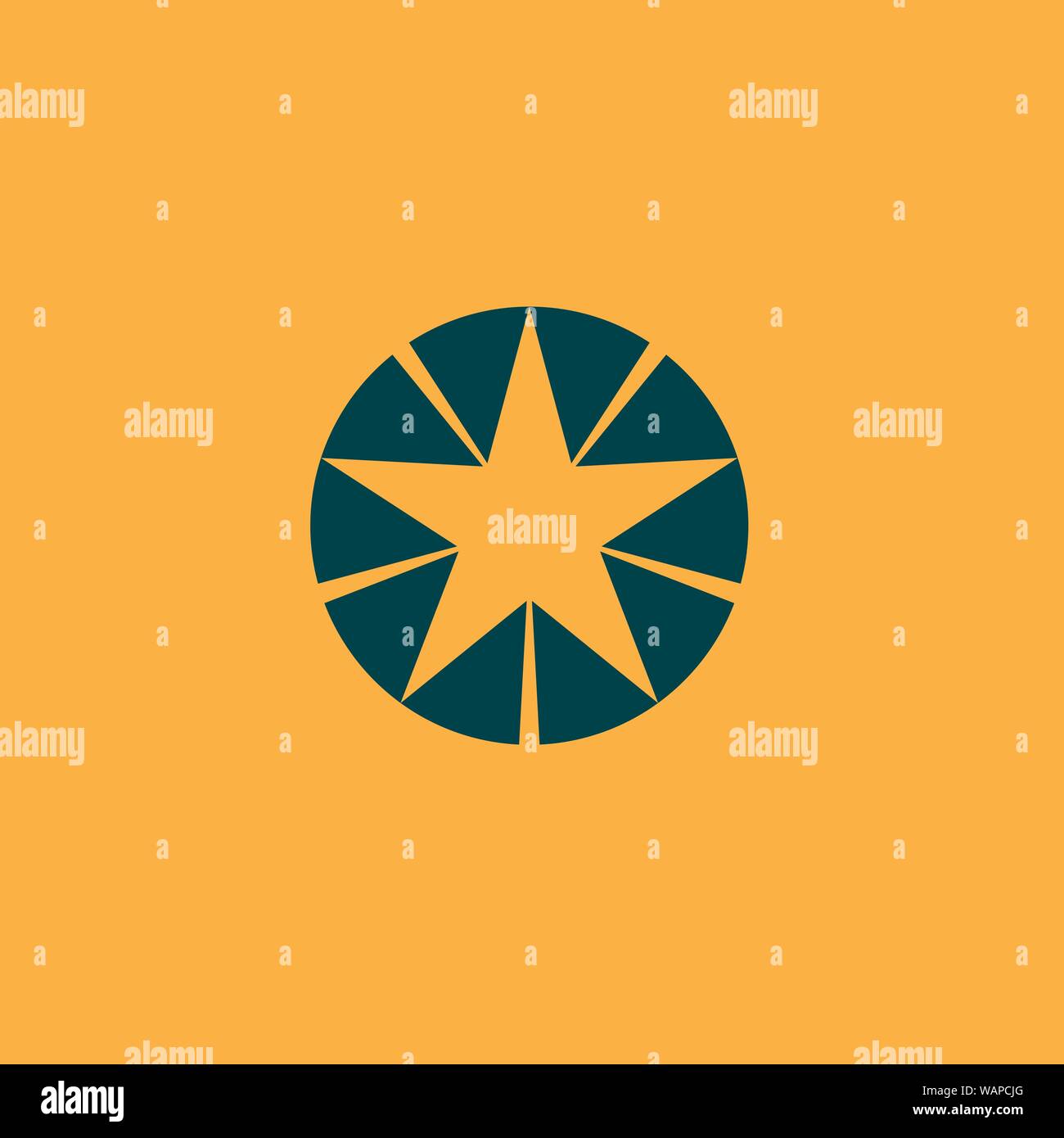 Icono de Estrella de plantilla diseño en forma redonda Ilustración del Vector