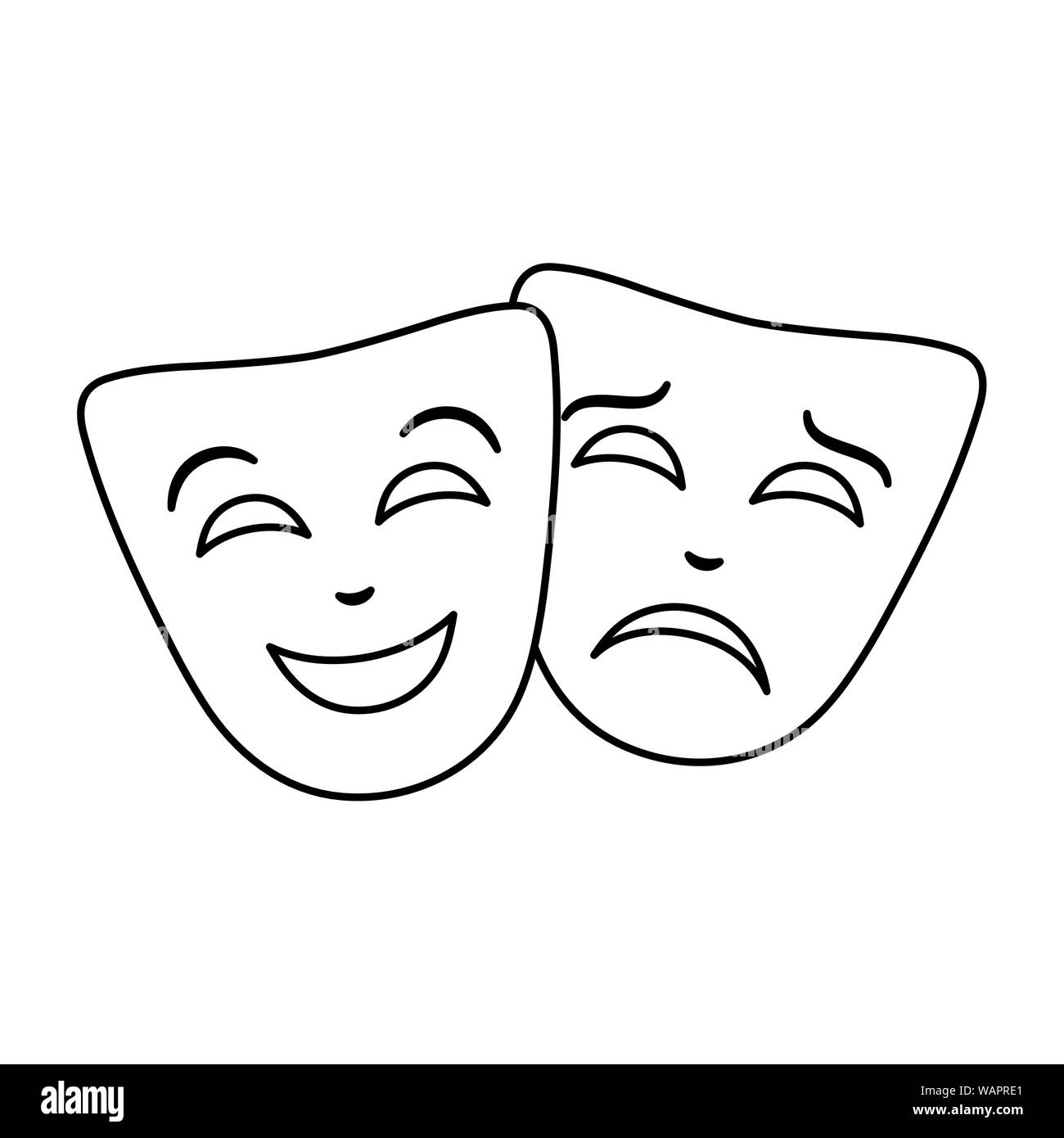 Leche solo genio Máscaras de teatro aislado tradicional icono diseño ilustración vectorial  Imagen Vector de stock - Alamy
