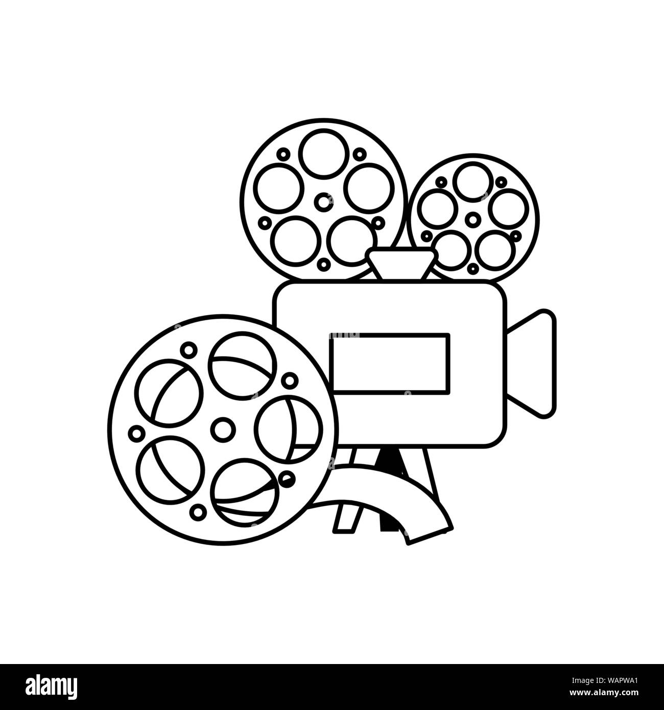 Cine video cámara con carrete de cinta diseño ilustración vectorial Imagen  Vector de stock - Alamy