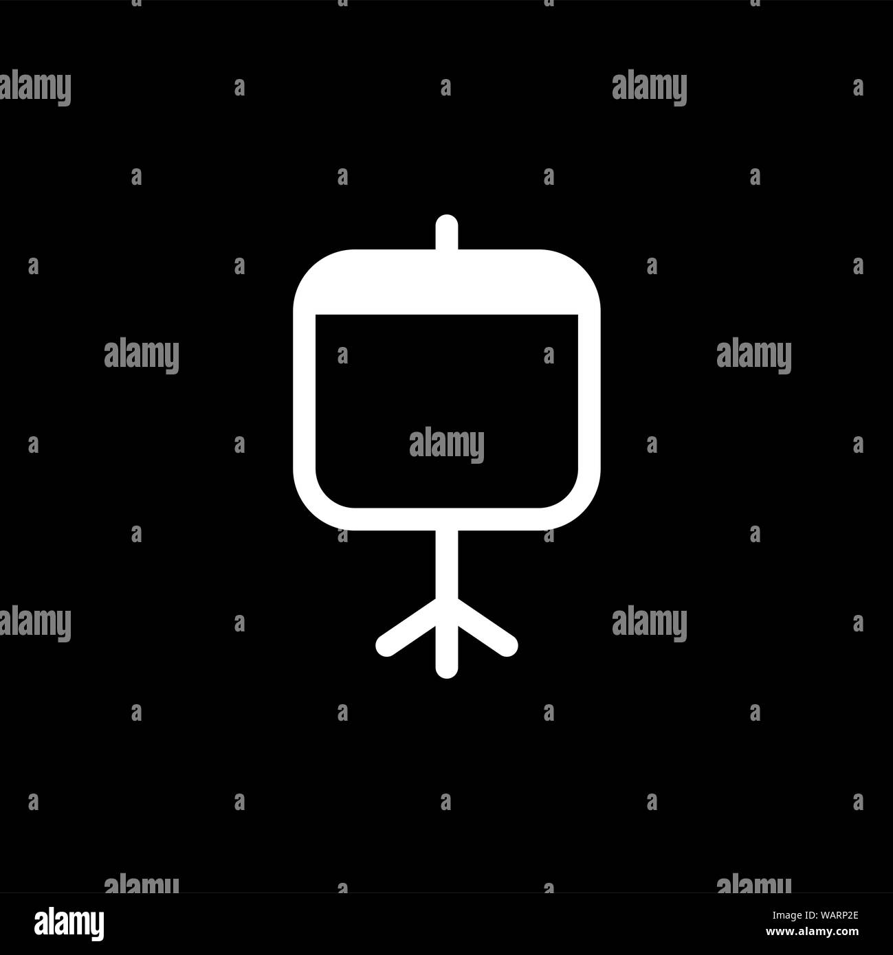 Icono de la pantalla del proyector sobre fondo negro. Estilo plana negra  ilustración vectorial Fotografía de stock - Alamy
