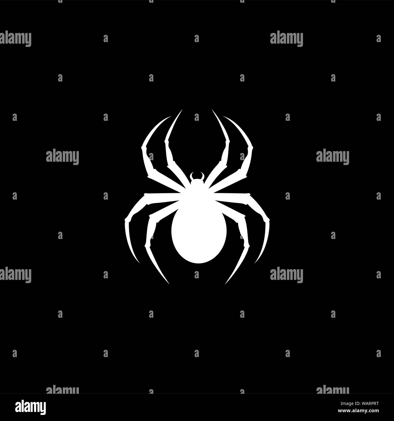 Icono de araña sobre fondo negro. Estilo plana negra ilustración vectorial  Fotografía de stock - Alamy