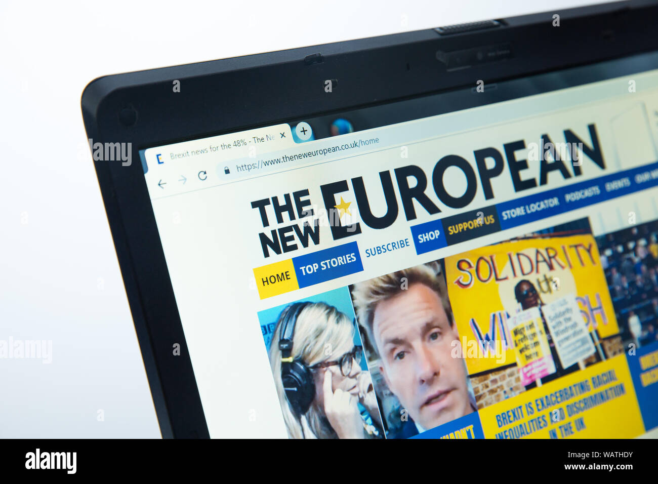 La nueva página web europea Foto de stock