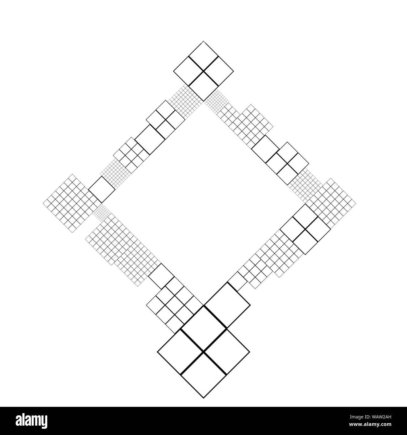 Blanco y negro - fondo borde cuadrado mínima geométrica abstracta diseño gráfico vectorial monocroma Ilustración del Vector