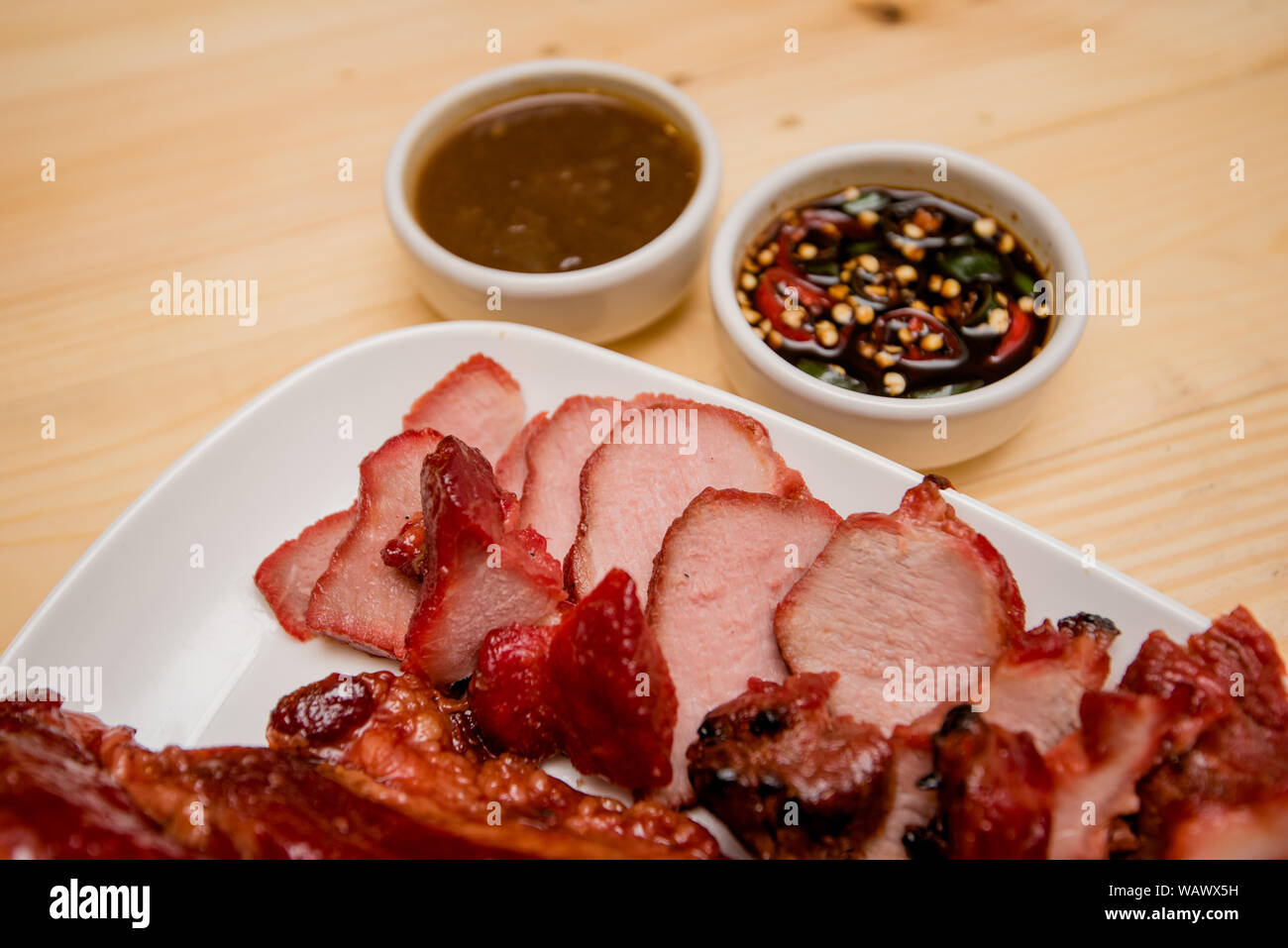Hong Kong cerdo asado al estilo tailandés, cerdo asado, asado de cerdo