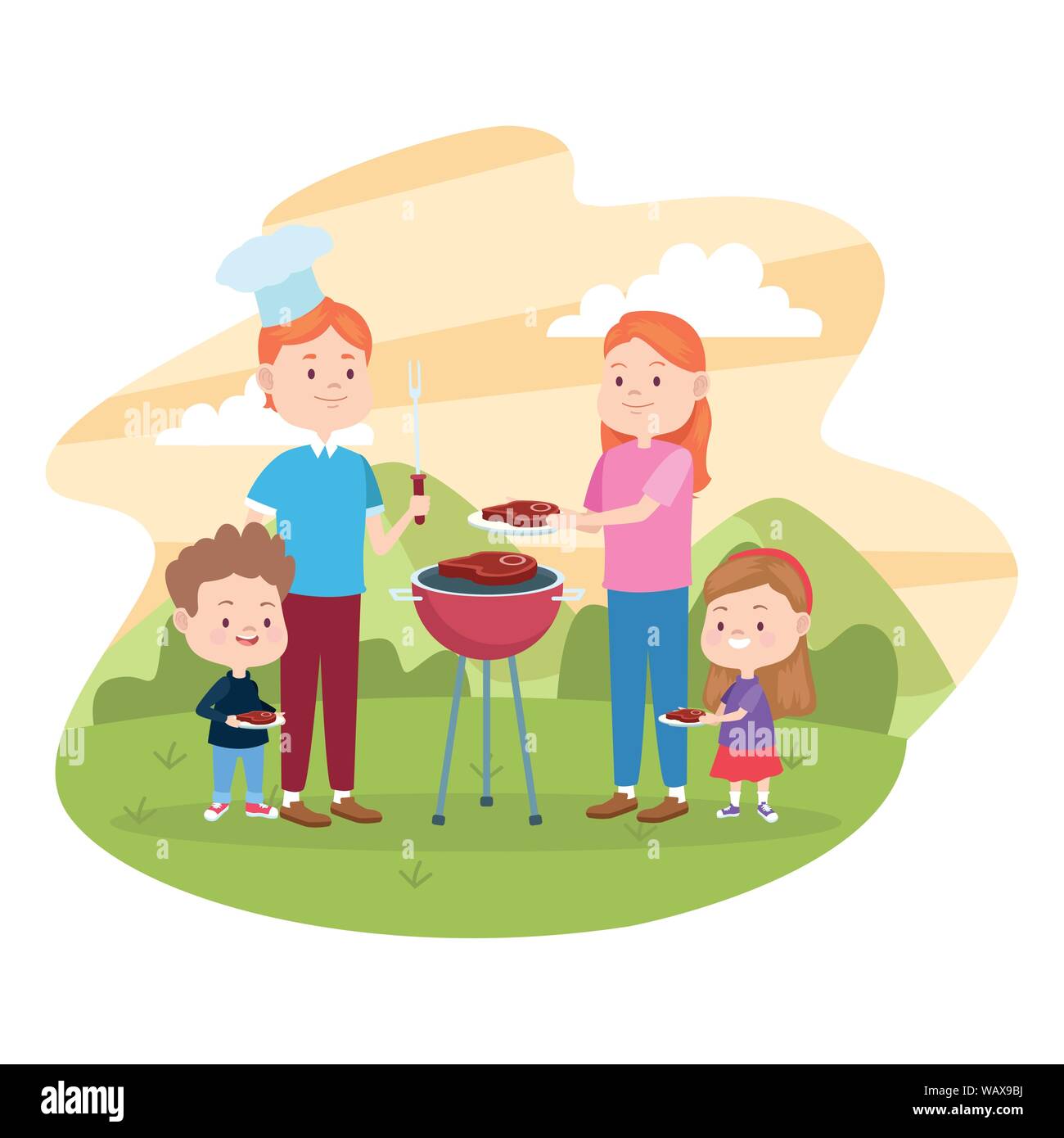 Padres y madres de familia y dibujos animados Imagen Vector de stock - Alamy