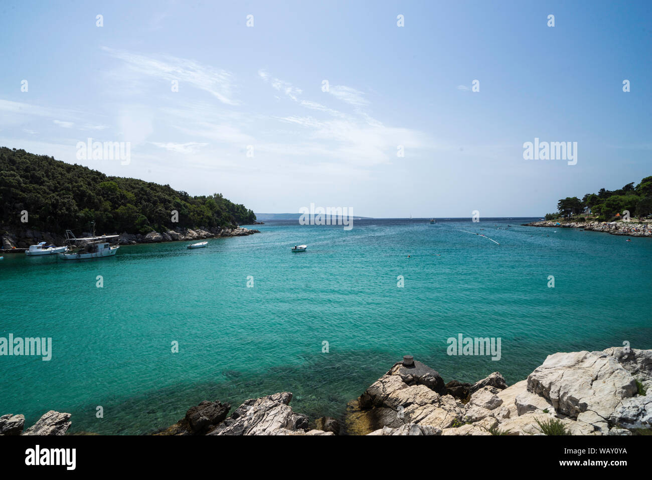 Suha punta playa, Isla Rab, Mar Adriático, Croacia, Europa Foto de stock