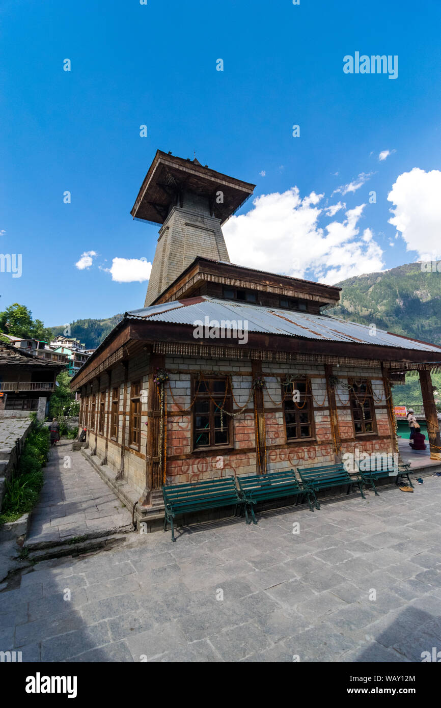 Manali, Himachal Pradesh, India - Mayo 30, 2019 : Manu Templo en los Himalayas. Foto de stock