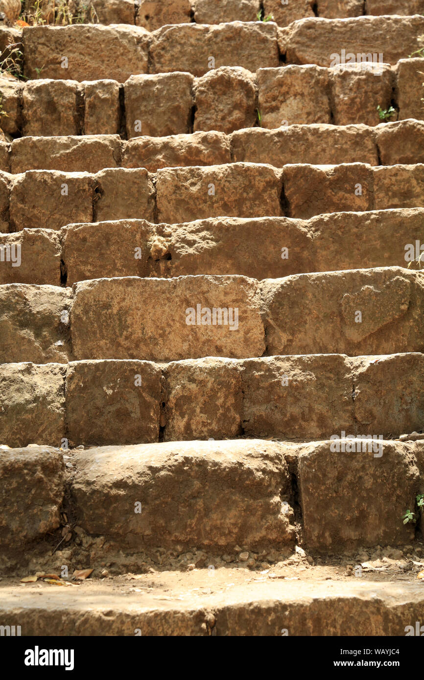 Escalier en pierres. Parque Nacional de Hermón. Israël. Foto de stock
