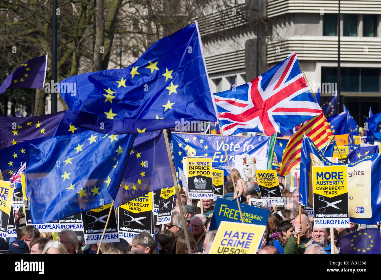 Unite para Europa, Pro Unión Europea marzo, Park Lane, Londres, Gran Bretaña. Unite para Europa, es una organización con la cual pro UE y nunca quiso Brexi Foto de stock