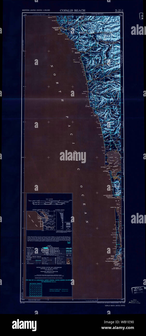 Mapa de la playa de copalis fotografías e imágenes de alta resolución