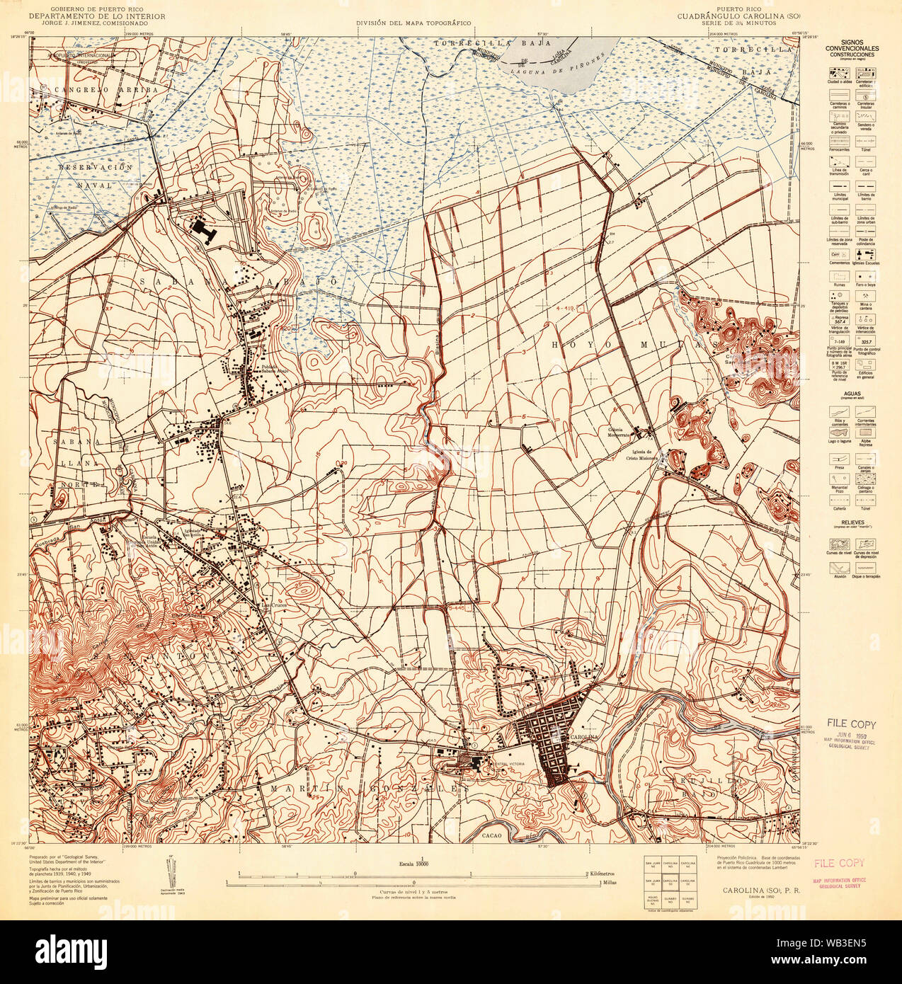 USGS TOPO Mapa Puerto Rico PR Carolina hasta 361957 1950 10000 ...