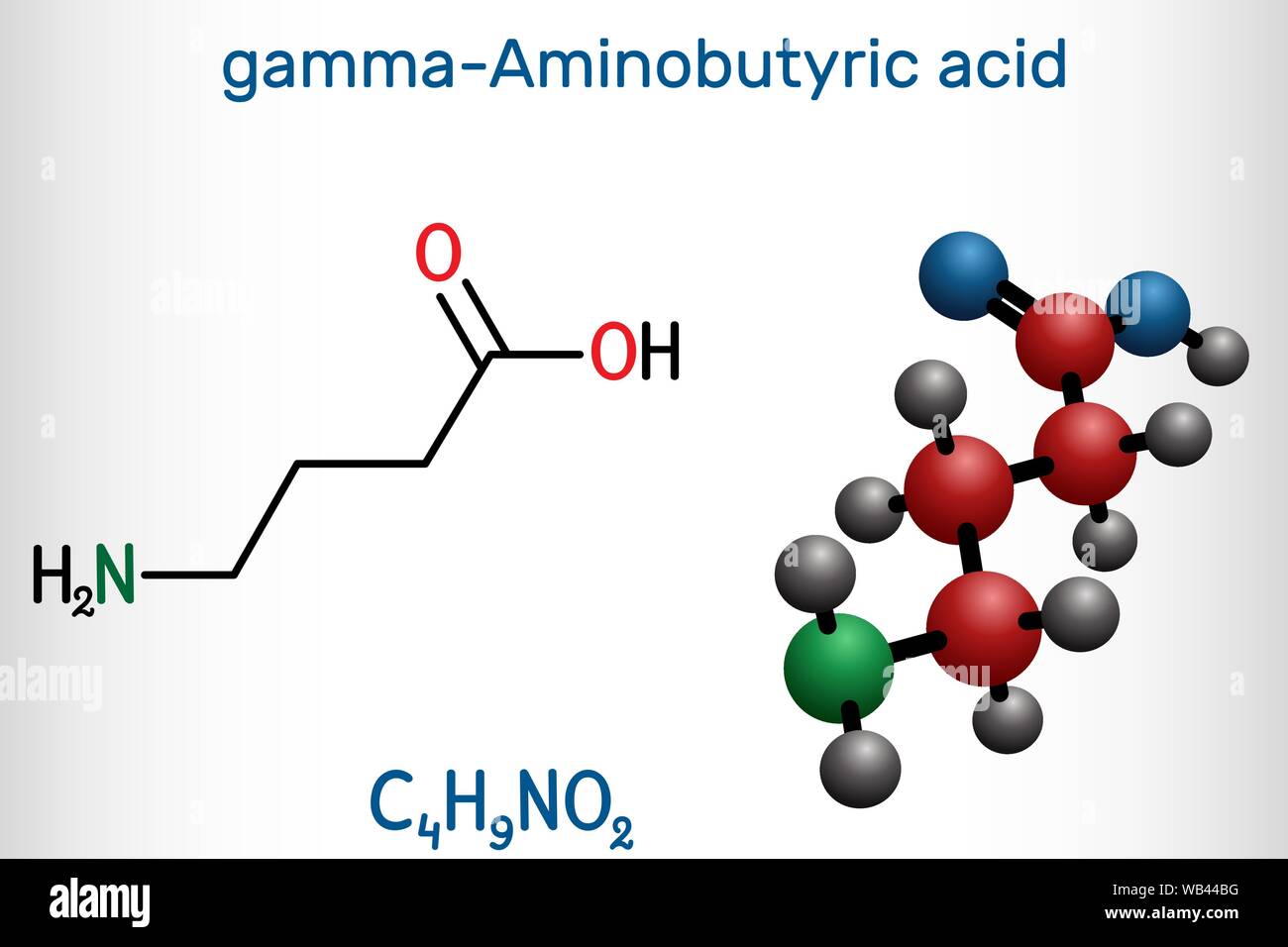 Ácido GammaAminobutyric, GABA molécula. Es un neurotransmisor natural