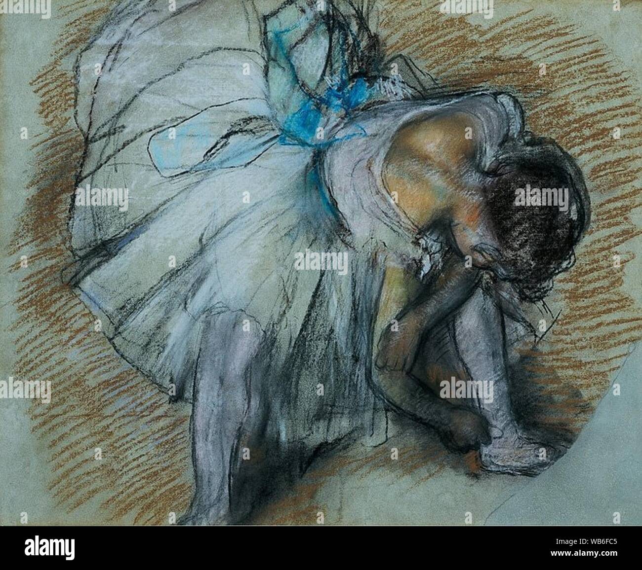 Edgar Degas - bailarina ajustando su zapato, 1885. Pastel, Foto de stock