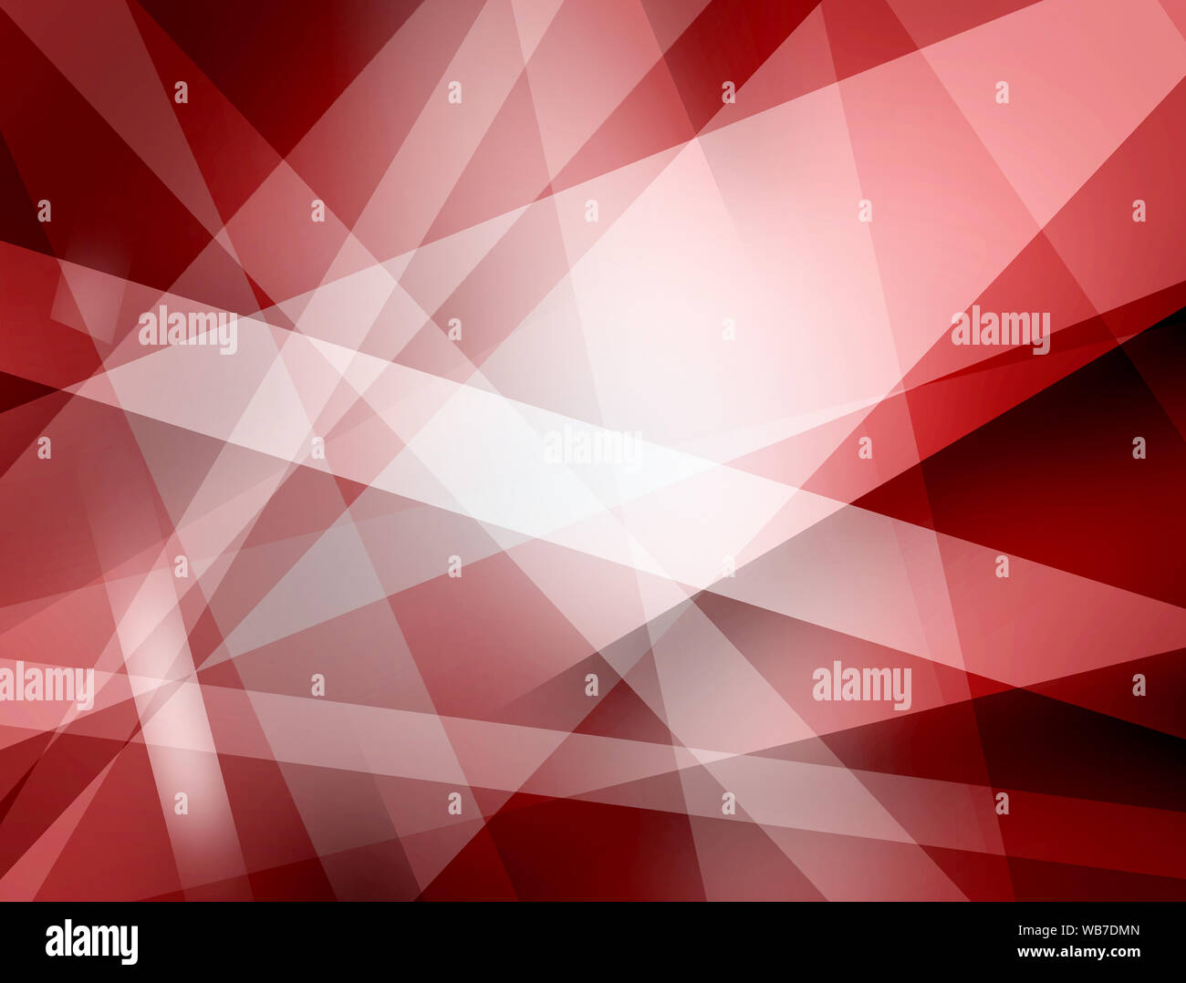 Fondo abstracto rojo con franjas blancas y formas triangulares en el moderno diseño del patrón geométrico con sombras negras Foto de stock