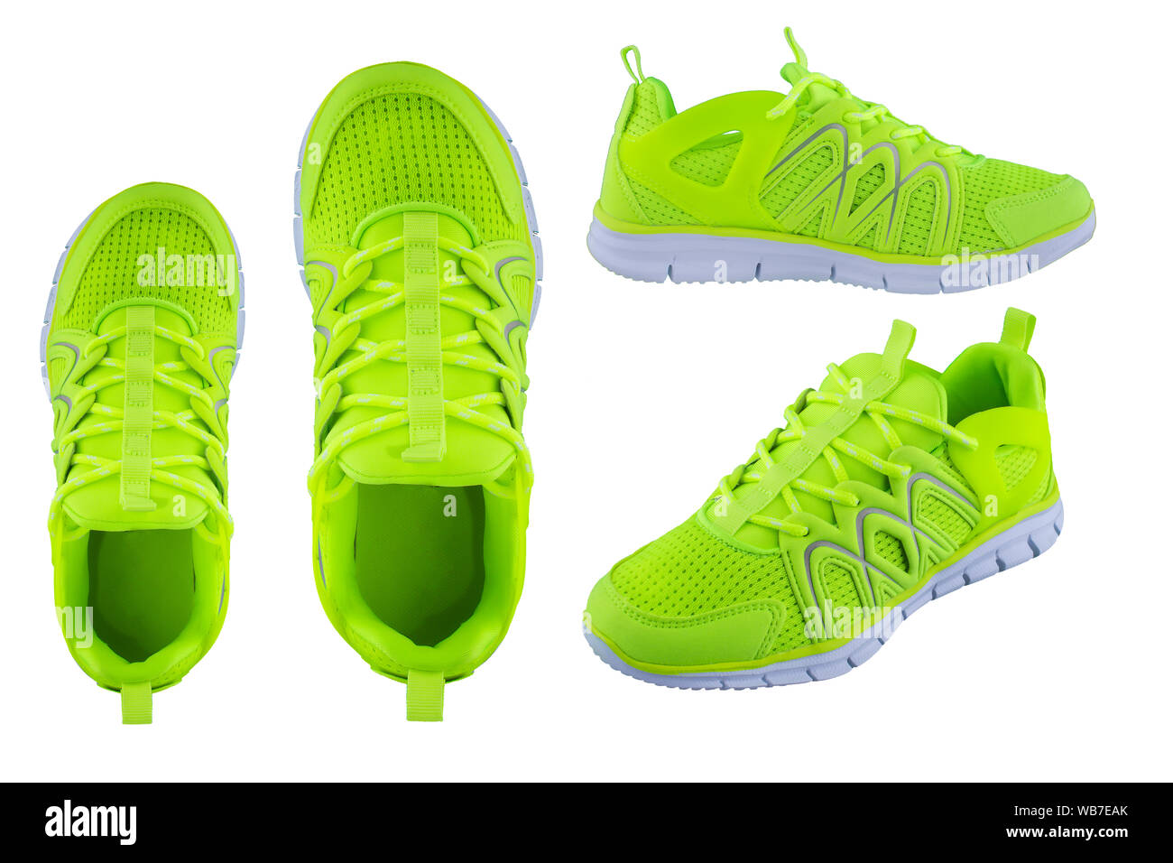 Zapatillas de color verde brillante. Calzado deportivo sobre un fondo  blanco, vista superior Fotografía de stock - Alamy