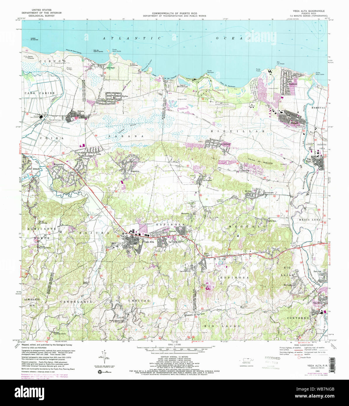 USGS TOPO Mapa Puerto Rico PR Vega Alta 1969 362290 20000 Restauración
