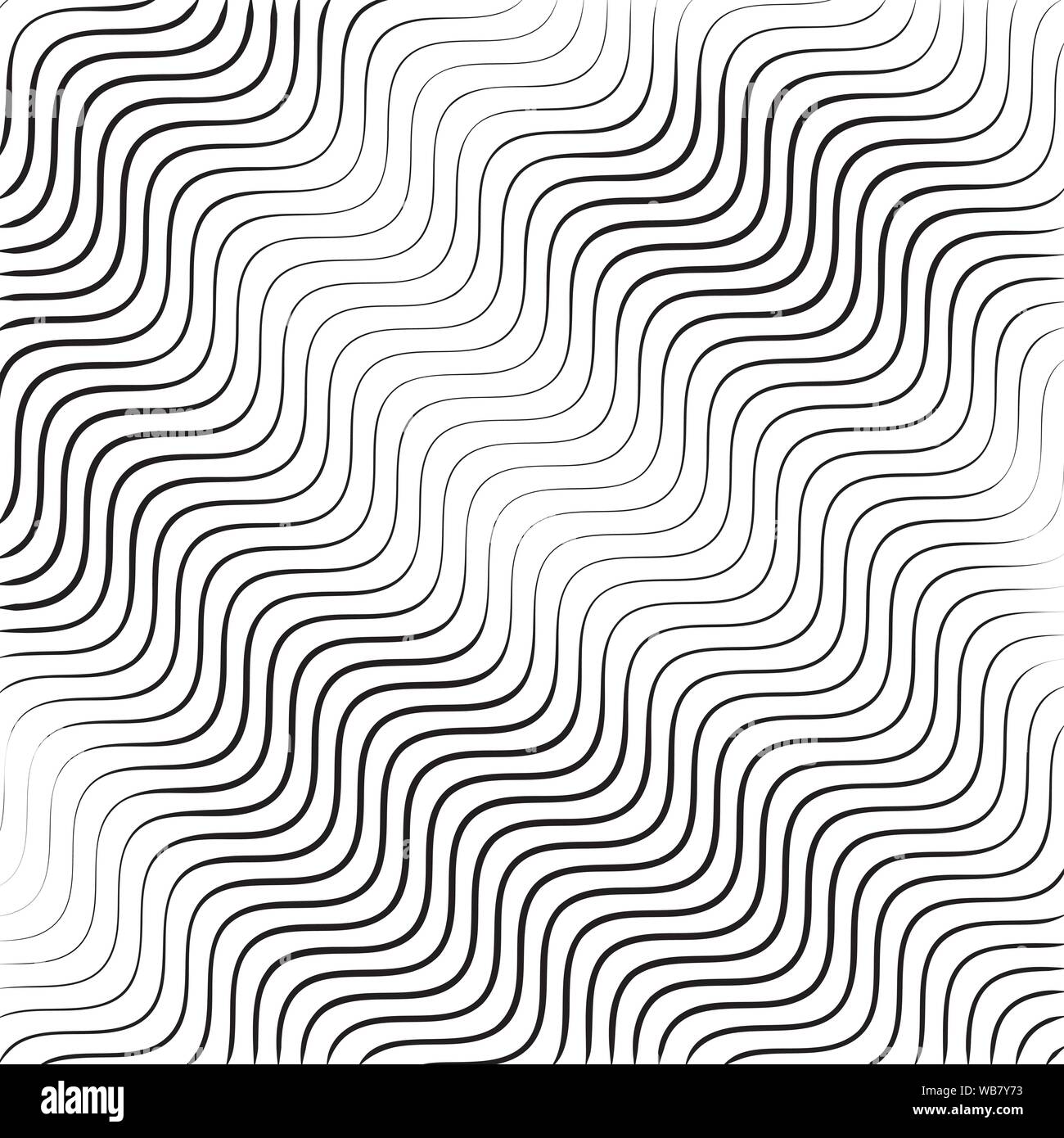 Monocromo ondulados aislado sobre fondo blanco. Stripe líneas onduladas. Ilustración vectorial Ilustración del Vector