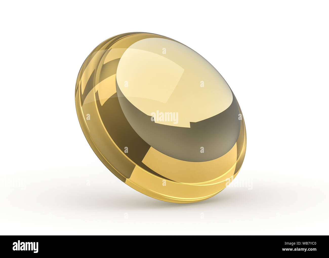 Cápsula llustration satinado. Imagen dorada con reflejos y sombras. Cosméticos, farmacéuticos y médicos concepto. 3D rendering Foto de stock