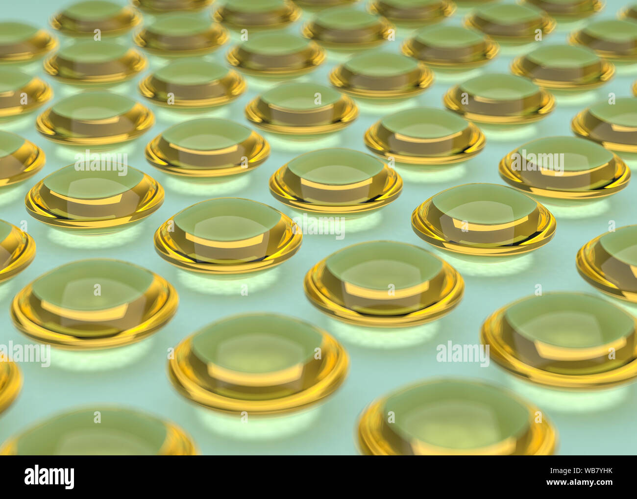 Cápsula llustration satinado. Imagen dorada con reflejos y sombras. Cosméticos, farmacéuticos y médicos concepto. 3D rendering Foto de stock
