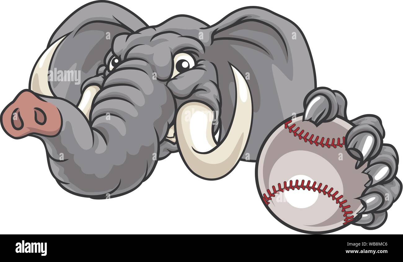 Deportes de pelota de béisbol elefante mascota Animal Imagen Vector de  stock - Alamy