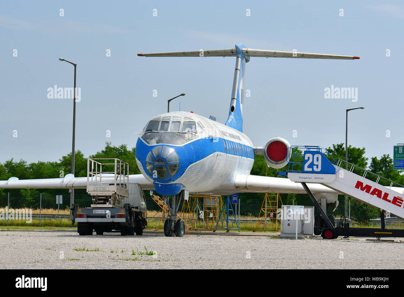 Tupolev Aeropark avión TU-134, es un museo de aviación al aire libre junto al Aeropuerto Internacional de Ferenc Liszt, en Budapest, Hungría, Magyarország, Europa Foto de stock