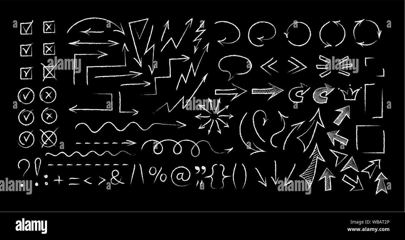 photo Dibujos Flechas Bonitas Para Mapas Mentales https www alamy es sketchy flecha ilustracion del conjunto de estilos de tiza grupo de cosechar las flechas y casillas chalk estilo de marcador de simbolos para diagramas dibujados a mano mapas mentales y la comunicacion destacan dibujos image265155150 html