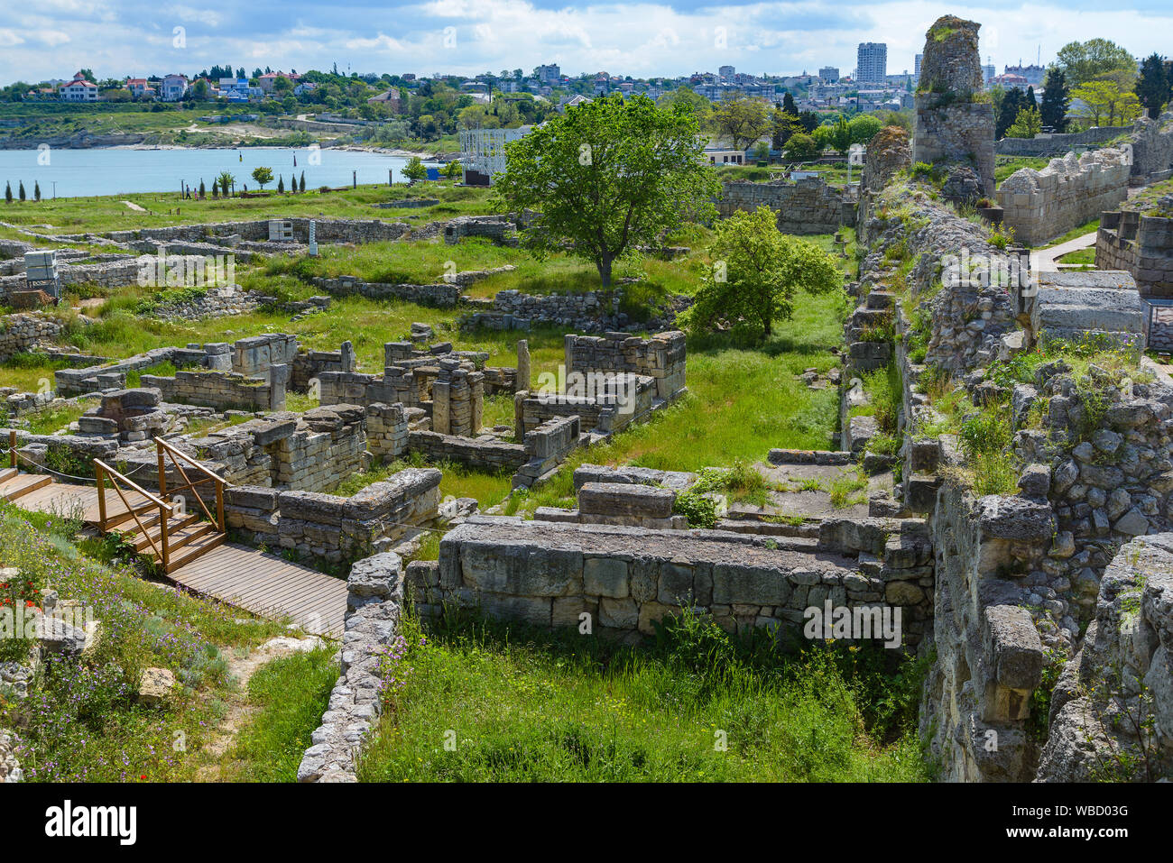 Ruinas de Chersonesos. Sebastopol. La Crimea. Foto de stock