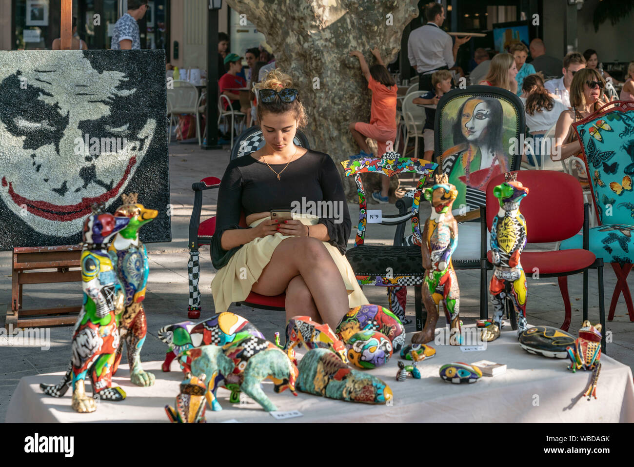 Mercado de Arte, Saint Tropez, Var, Francia Foto de stock