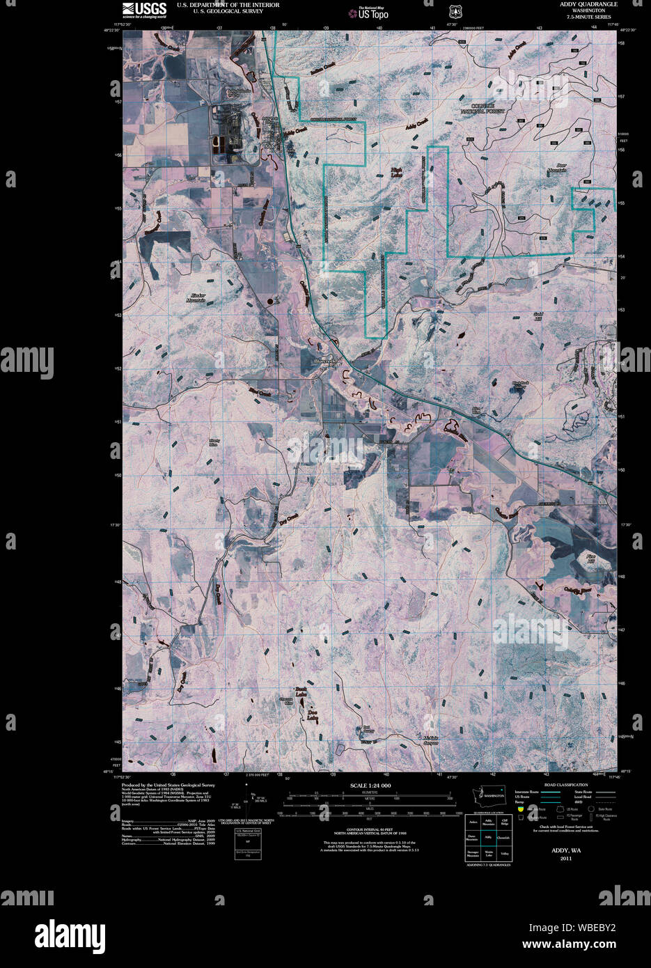 Mapa del estado de addy washington fotografías e imágenes de alta
