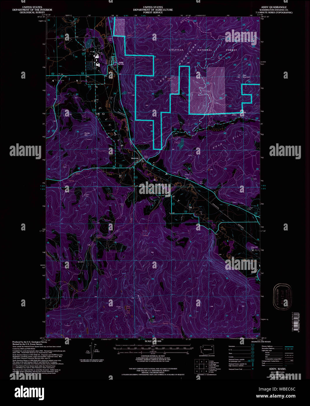 Mapa del estado de addy washington fotografías e imágenes de alta