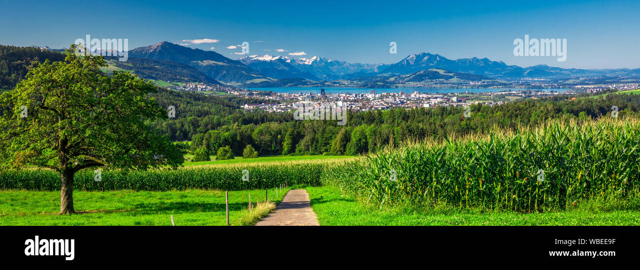Klontalersee en el cantón de Glaris, Suiza, Europa. Foto de stock