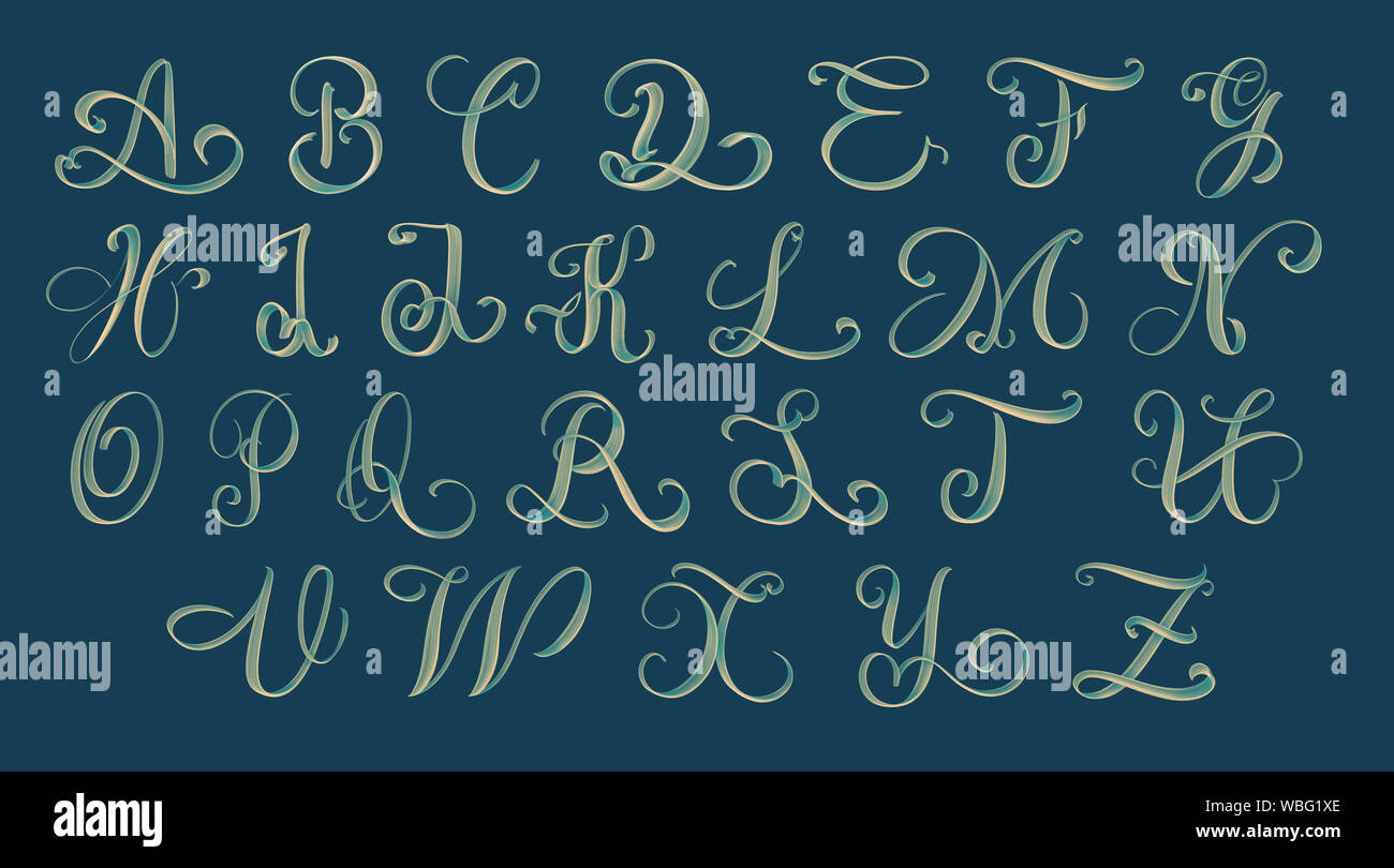 Abecedario completo de letras mayúsculas letras dibujadas a mano en tonos  pastel - Ilustración 3d Fotografía de stock - Alamy