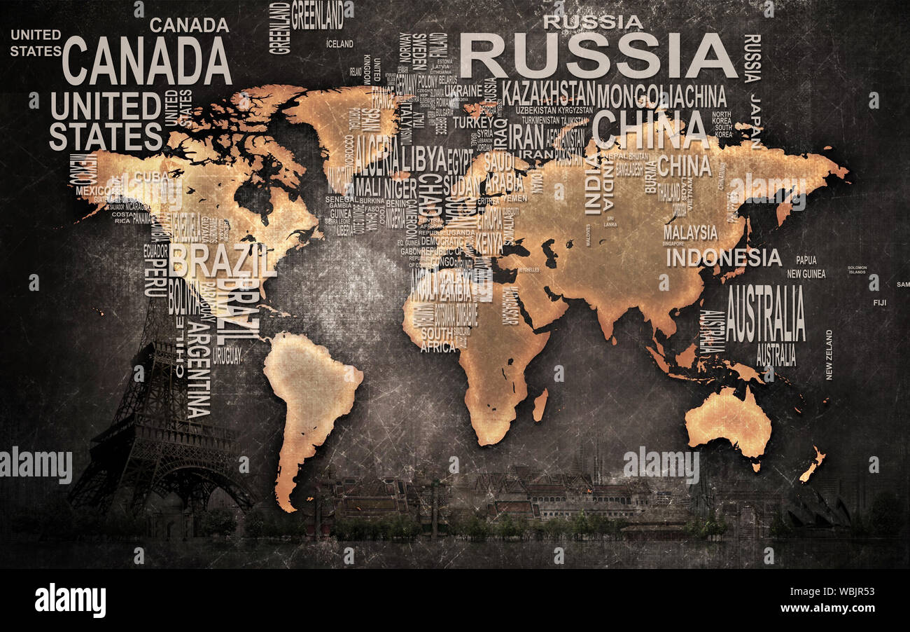 Mapa Del Mundo En 3d Diseno De Papel Tapiz Para Pared Foto