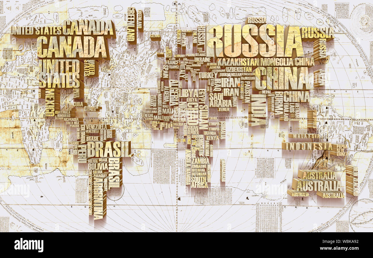 Mapa Del Mundo En 3d Diseno De Papel Tapiz Para Pared Fotografia