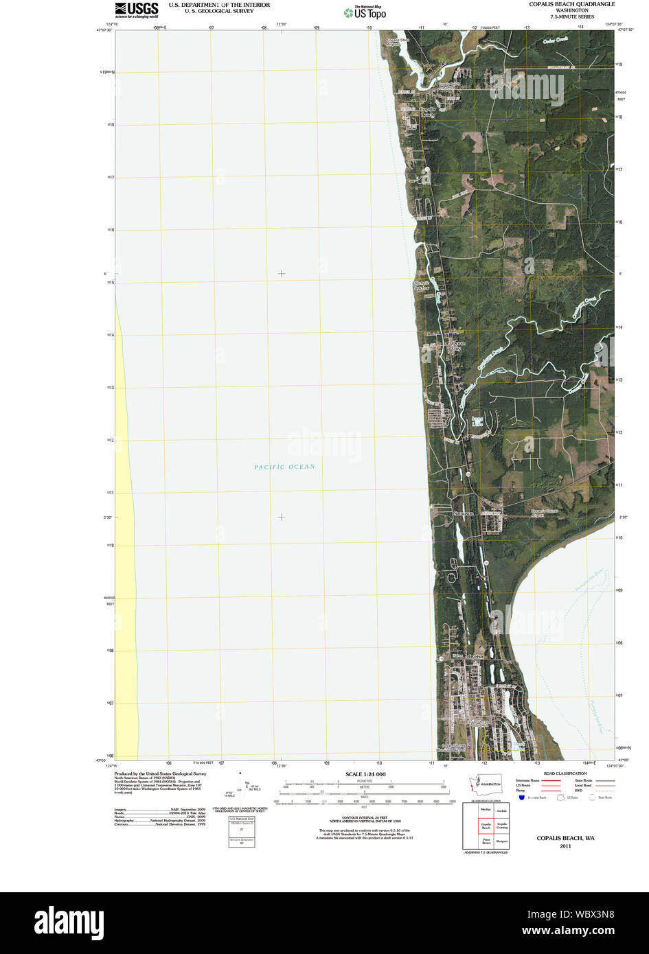 Mapa de la playa de copalis washington fotografías e imágenes de alta