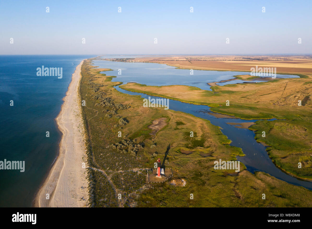 Parque Nacional Lagunas Tuzly, vista aérea, Sur de Ucrania Foto de stock