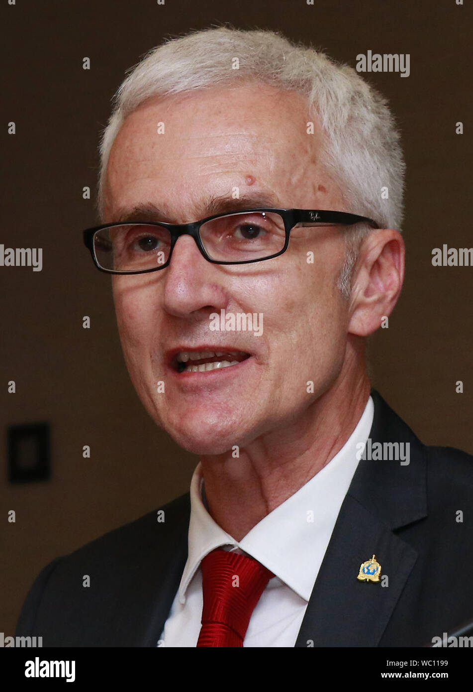 Colombo Sri Lanka 27 Aug 19 Secretario General De La Interpol Jurgen Stock Habla Durante Una Conferencia De Prensa Celebrada En Colombo El 27 De Agosto De 19 Credito Pradeep Dambarage Zuma Alambre Alamy