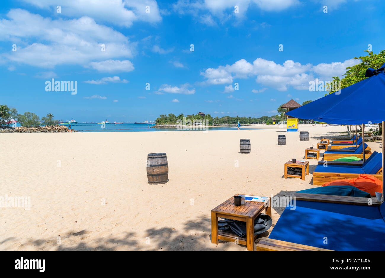 Palawan Beach, en la isla de Sentosa, Singapur Foto de stock