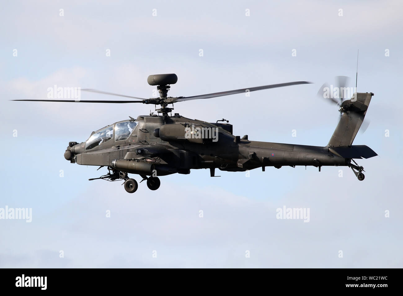 Army Air Corps Apache AH1 durante los tipos papel final demo de 2019 en su casa en la estación de Wattisham. Foto de stock