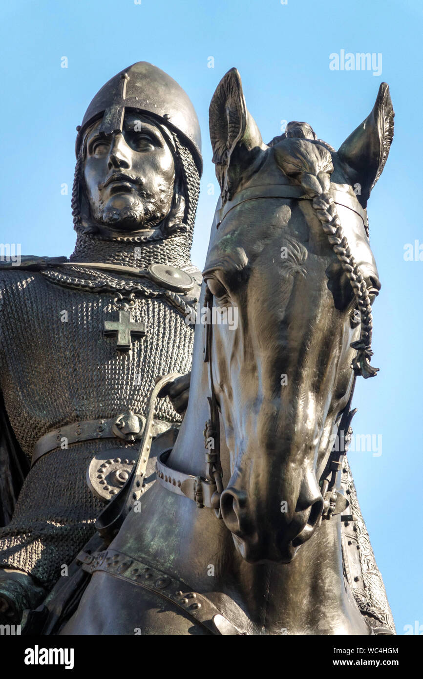 Santos checo, San Venceslao como caballero en caballo Plaza Wenceslao de Praga, República Checa Foto de stock
