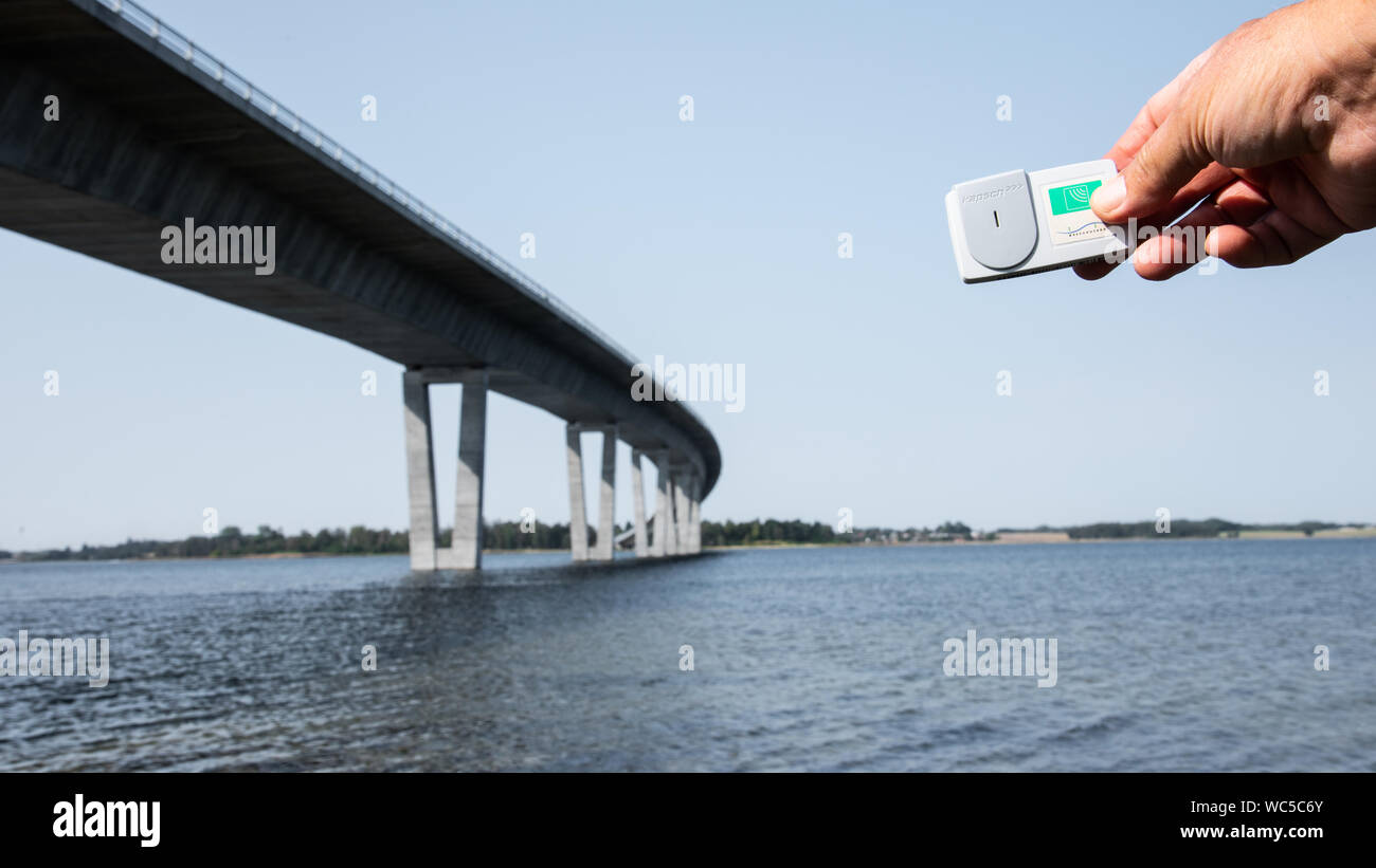 Pago de la princesa heredera María puente sobre el fiordo de Roskilde en frederikssund, Dinamarca, 26 de agosto de 2019 Foto de stock