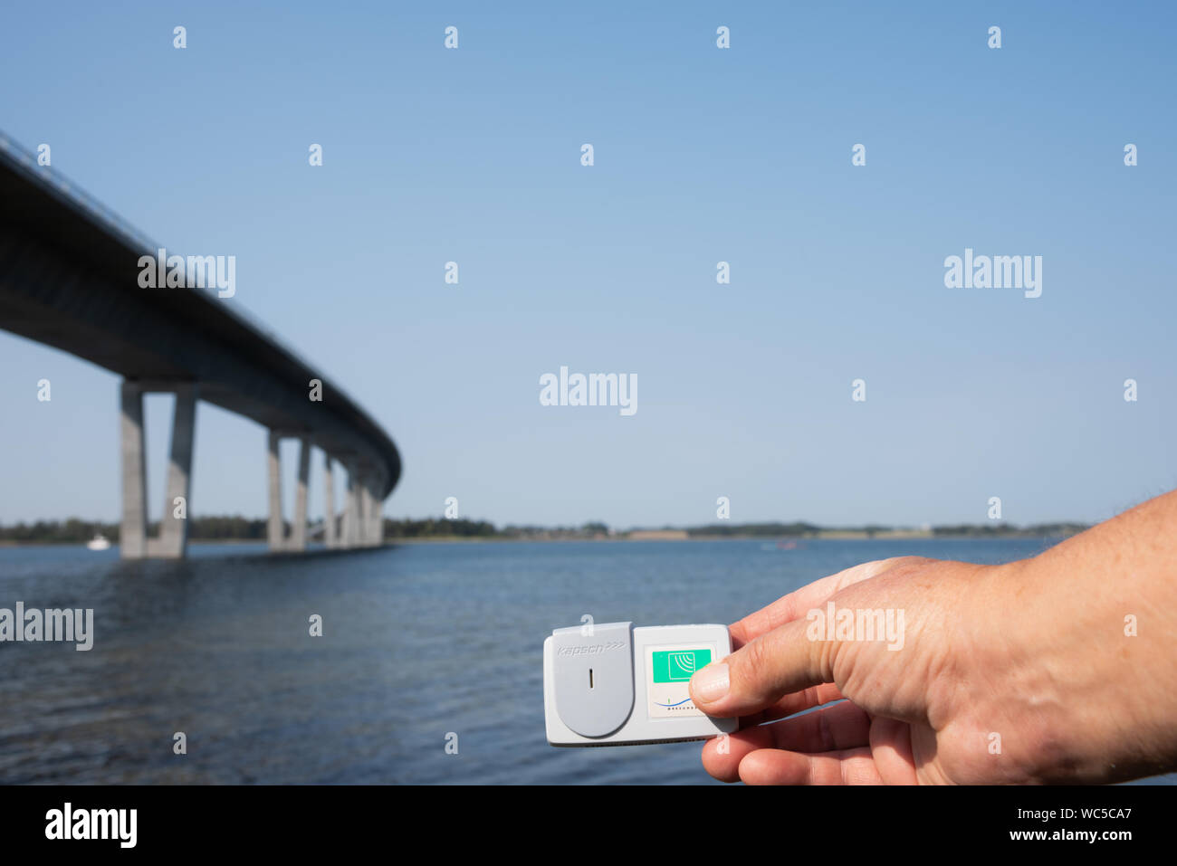 La unidad de pago de la princesa heredera María puente sobre el fiordo de Roskilde en frederikssund, Dinamarca, 26 de agosto de 2019 Foto de stock