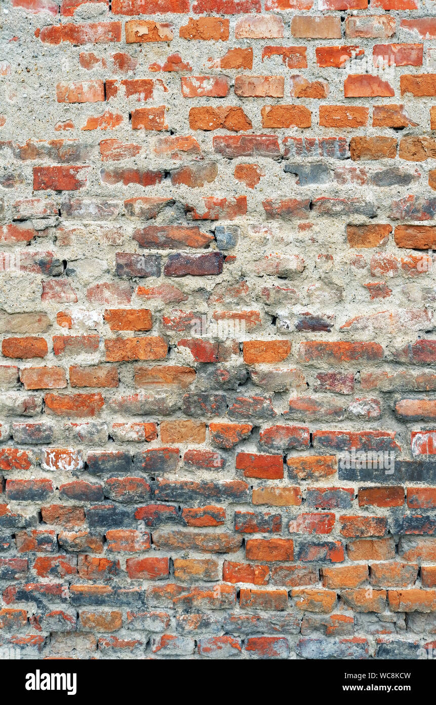 Imagen de fotograma completo de pared de ladrillo antiguo Foto de stock