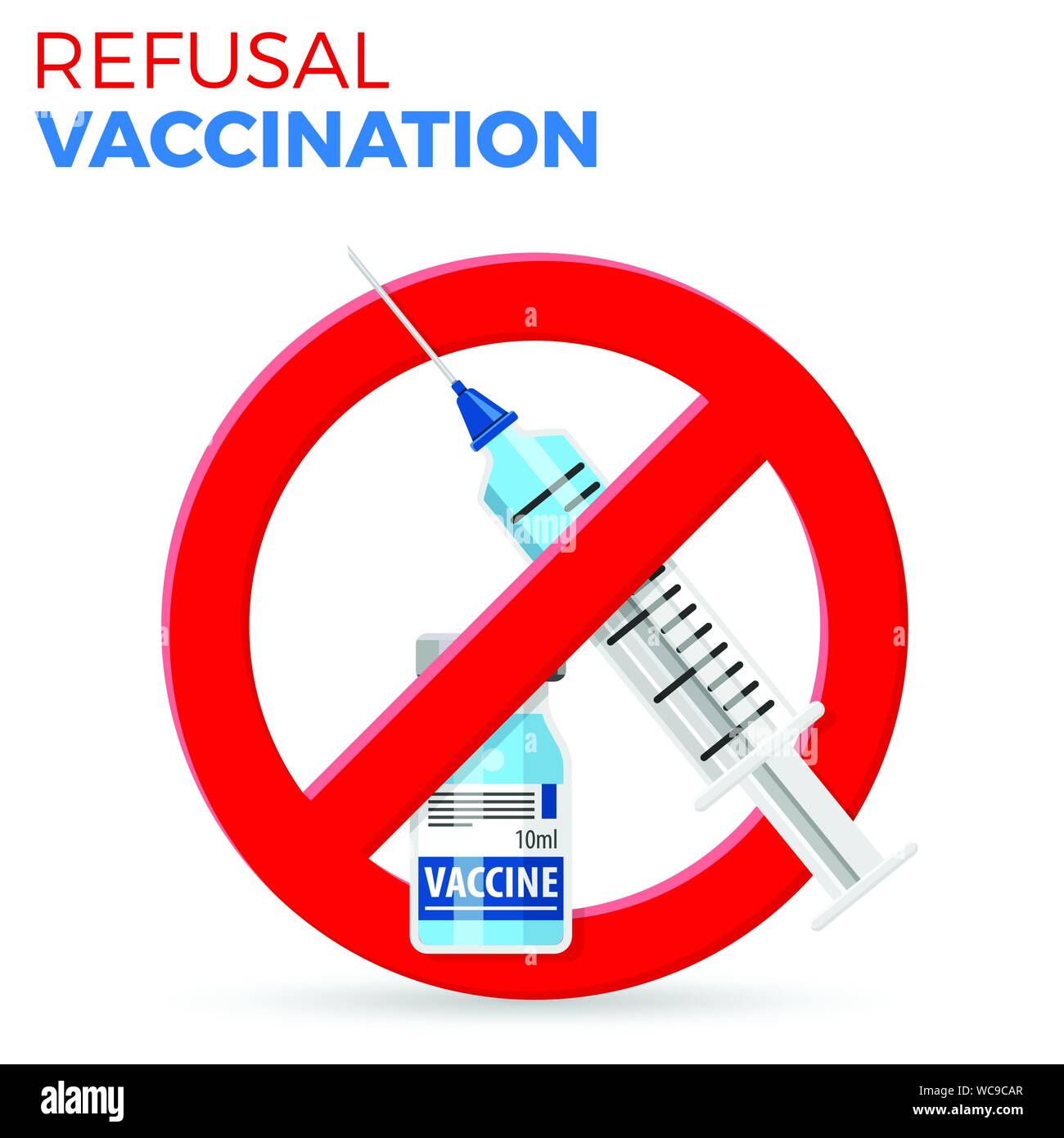 Rechazo del concepto de Vacunación Ilustración del Vector