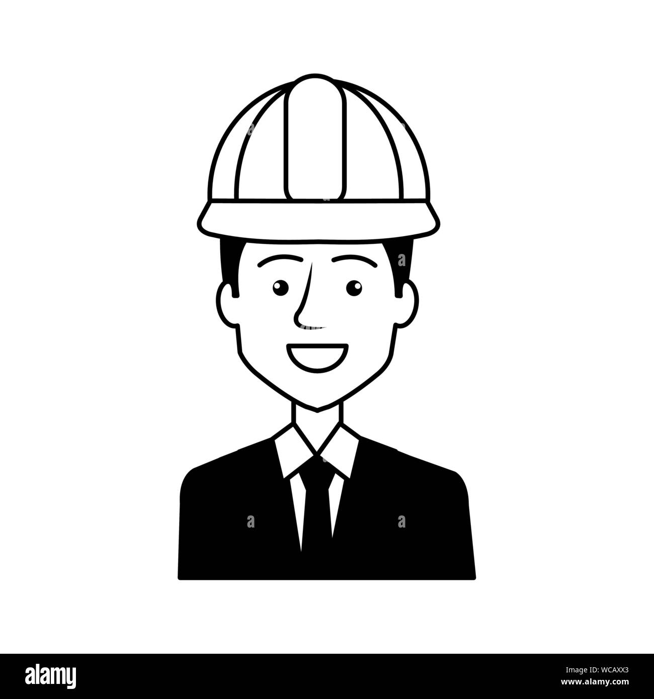 Ingeniero con casco de carácter avatar Imagen Vector de stock - Alamy
