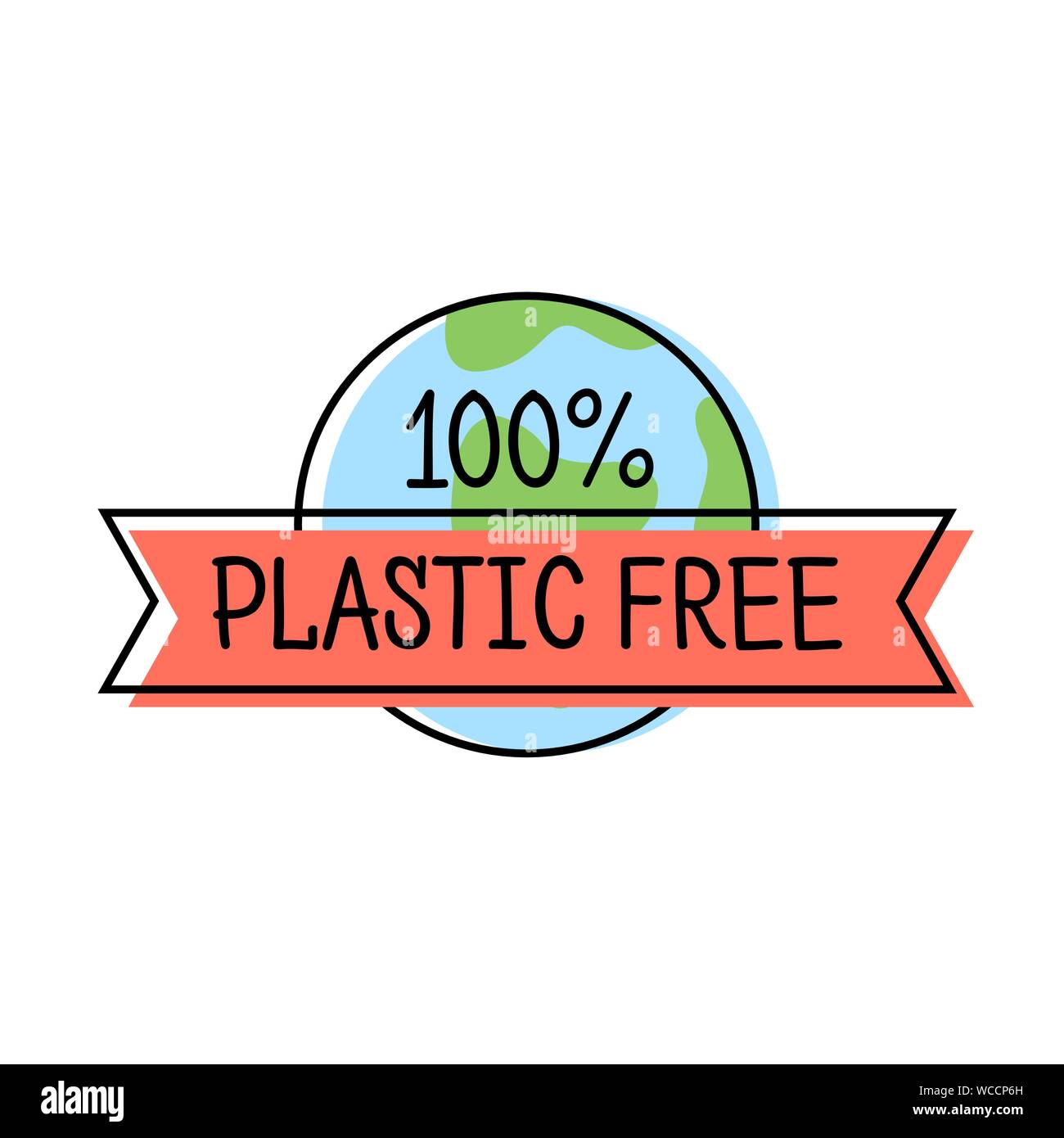 Etiqueta de producto libre de plástico línea logo estilo con tierra y  texto, plantilla para embalaje, ilustración vectorial Imagen Vector de  stock - Alamy