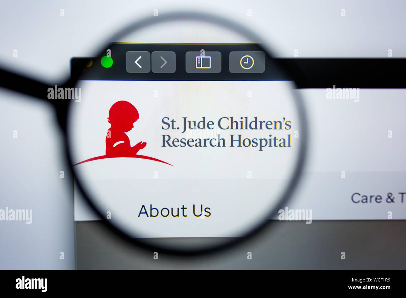 Los Angeles, California, EE.UU. - 29 Jule 2019: Editorial ilustrativa de STJUDE.ORG Página de inicio de nuestro sitio web. St.Jude Children's Research Hospital logo visible en pantalla. Foto de stock