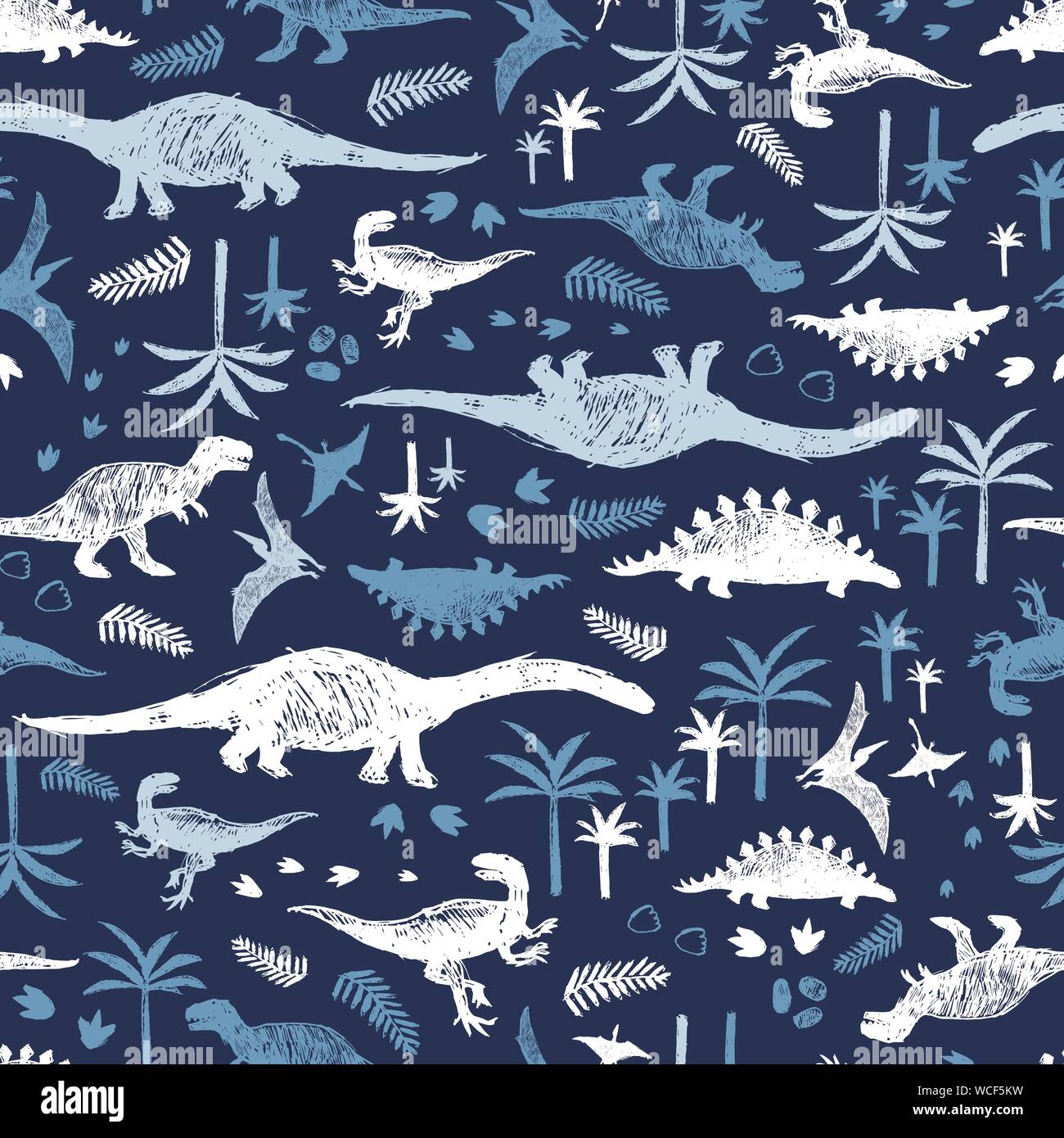 Croquis del dinosaurio azul Vector patrón de repetición. Perfecto para la  industria textil, papel de regalo y papel tapiz Imagen Vector de stock -  Alamy