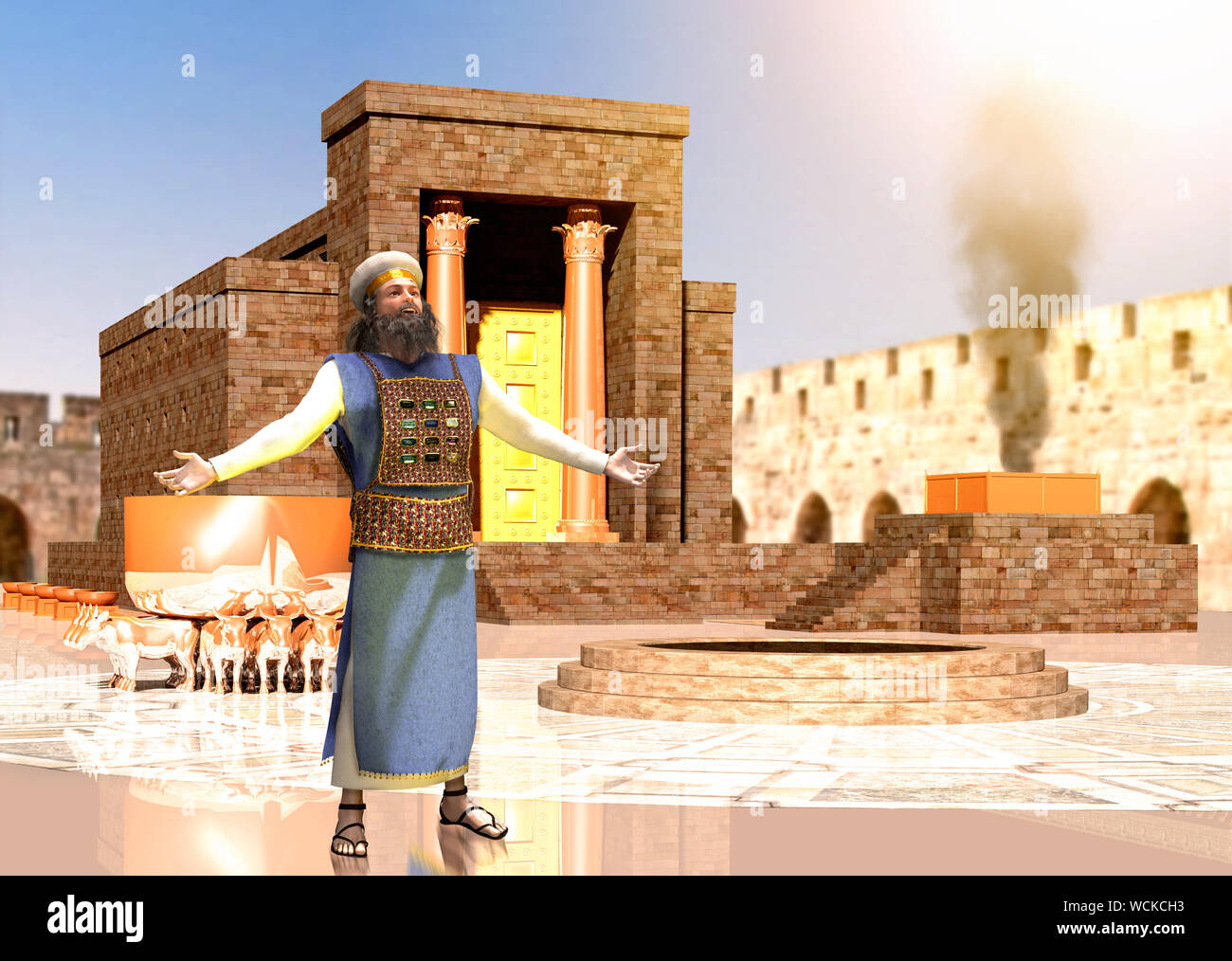 Bíblicos judíos sacerdote parado en frente del templo del Rey Salomón en  Jerusalén, el Antiguo Testamento, el Templo de Salomón fue el primer templo  santo de Fotografía de stock - Alamy