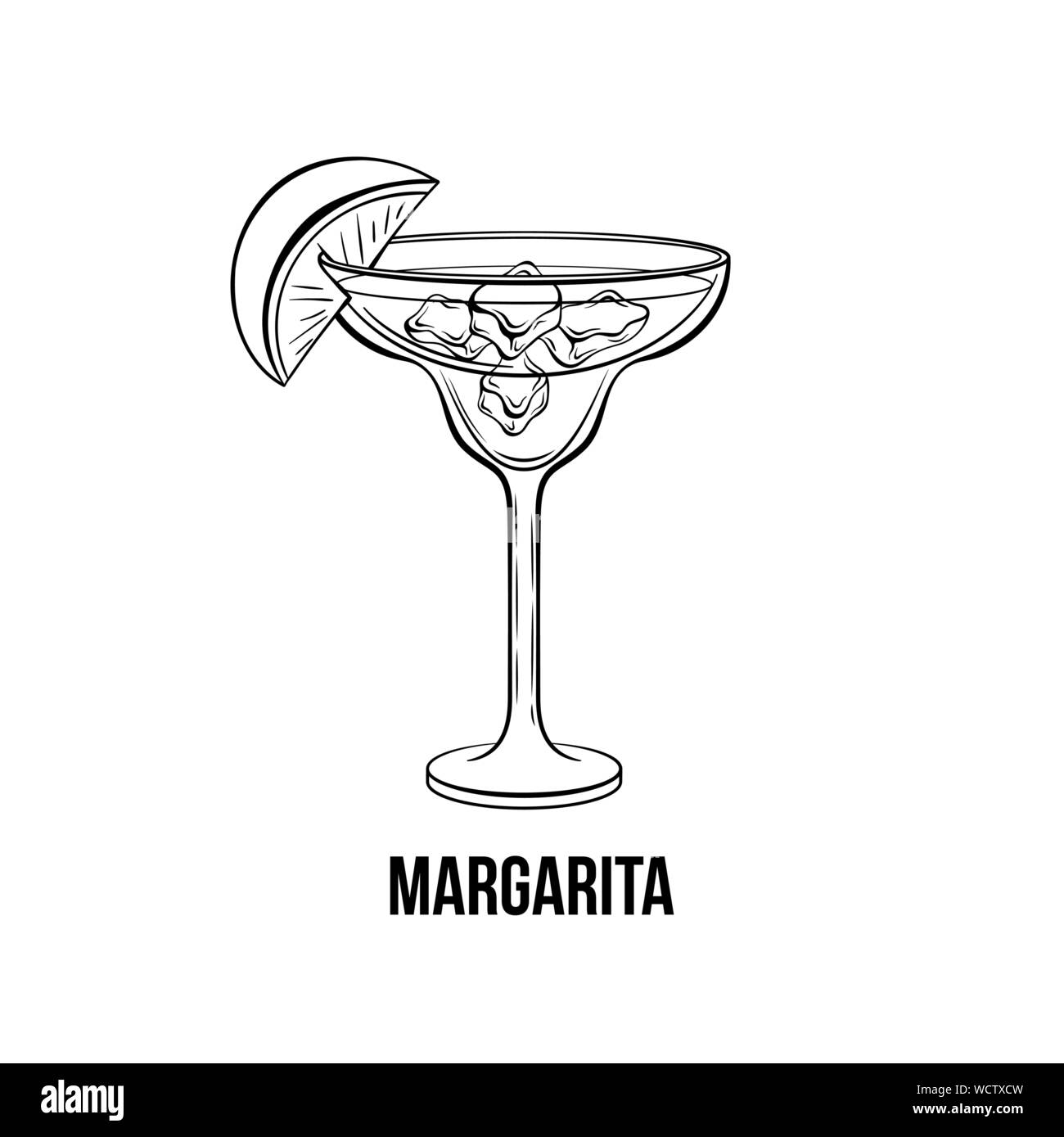 Margarita vector ilustración dibujada a mano. Los cítricos de bebidas